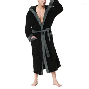 Men's Sleepwear Men Plush Robe Long Sleeve Fleece Full Length Winter Velvet Gown Bathrobe Flannel House Pajamas Coat With Belt