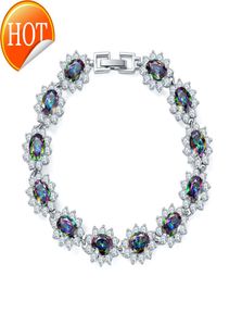 チャームブレスレットレディースクリスタルバングルゴールドシルバーPted 7 Zircon Fashion Bride's Jewelry4698205