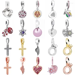 Loose Gemstones Sparkling Linked Sister Heart Spinning Lucky Classic Cross Pendant Charm 925 Sterling Silver Bead Fit Europe Bracelet