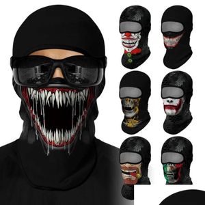 Party Masks Halloween Skl fl Face Mask Summer Sport Clava Magic Scarf Outdoor Ski Cycling Neck Hood ljuddämpare Bandana Head Protector D DHJSL