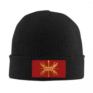 Berets SPQR O Senado Romano e Pessoas Skullies Beanies Cap Unisex Inverno Quente Malha Chapéu Adulto Império Bonnet Chapéus Outdoor Ski