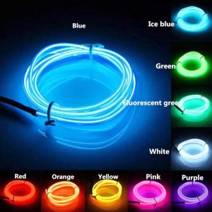1M LED EL Wire Light Strip Battery Neon Glowing String Lights DIY Rope Tube Halloween Blacklight Multicolor Party Decor