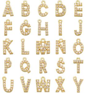 26 PCSSet Simple Classic Custom AZ 26 Alphabet Letter Charm Gold Color Copper Zircon Charm Name Pendant Original Woman Jewelry6516150