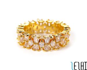 Personlighetsengagemang Eternal Love Wedding Ring Bowknot Snowflake 18K Gold Plating Diamond Wed Ice Up Rings Charm Fashion Engagem7317785