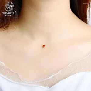 Choker Fashion Red Oil Heart Pendant Invisible Fish Line Chokers Necklace For Women Wedding Gift Jewelry Year