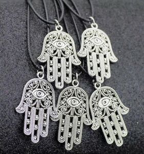 Jewelry Whole Lots 50pcs Vintage Lucky Alloy Fatima hand Hamsa Pendants Charms Amulet Evil Eye Necklaces Gift for men women HJ2810962