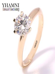 YHAMNI fashion jewelry Have 18KRGP Stamp Original Yellow Gold Ring single CZ Zircon Women Wedding gold Rings JR169 L181009038570934473655