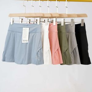 Lu Shorts Align Hochgefütterte Sommerröcke Taille Schlank Elastisch Falten Sport Kurz Altersreduzierend Jugend Tennisrock Zitrone LL Jogger Lu-08 2024