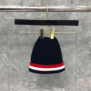 Ball Caps Winter Fashion Brand Knitted Hat Warm Beanies Casua TB Hip Hop Striped Men Women Wool Cotton Elastic Hats Unisex
