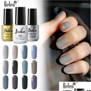 Prego gel belen 7ml cinza preto branco cor polonês uv lâmpada led semi permanente embeber fora verniz híbrido diy arte laca entrega gota curar ot8mu