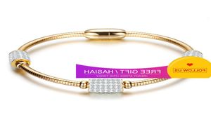 Luxury Designer ss Magnet Gesp Manchet Bracelet Cz Rhinestone Bone Chain Fashion Bangles Kralen Bohemian Style Jewelry for Women 3 Colors3281796
