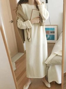 Casual Dresses Aachoae O Neck Strickkleid Frauen Batwing Langarm Basic Gerade Soft Home Style Lady Vestidos