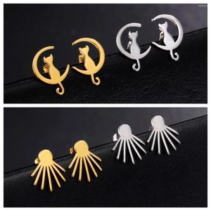 Stud Earrings Dreamtimes Mini Kitten Female Girls Stainless Steel Minimalist Trend Animal Jewelry Gift Package