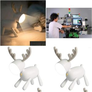 Table Lamps Unique Deer Mood Night Light With Usb Charging Lamp Timing Function 360 Degree Rotation Drop Delivery Lights Lighting Ind Dhykn