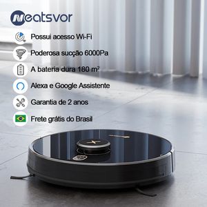 NEATSVOR X600pro 6000pa LDS Navegação Robô Aspirador de pó APP Virtual WallBreakpoint CleaningDraw Cleaning AreaEsfregar Lavar 240131