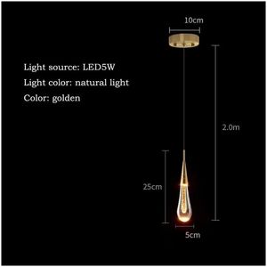 Pendellampor små guldpulver droppar säng ljuskrona ljus lyx minimalistisk TV bakgrund vägg showcase bar crystal leverans lig dh1j8