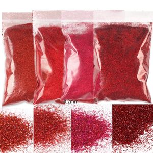 4 Bag*50G Red Glitter For Nails Powder Set Shiny Fine Pigment Dust Bulk Decoration Sparkly Manicure Accessories For Nail Polish 240202