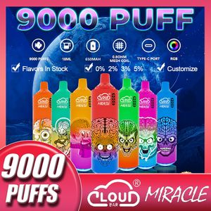 Original Cloud Bar Tornado Puff 9K Puff 9000 Disponible Vape Pen Pod Device uppladdningsbar valfri E Cigarett 9000 Poff Vape Vape Pen VS RDM