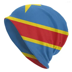 Basker Zaire Bonnet Hats flagga av Kongo Kinshasa Knitting Hat vuxen unisex rolig huvud wrap beanie vinter hippie design mössor