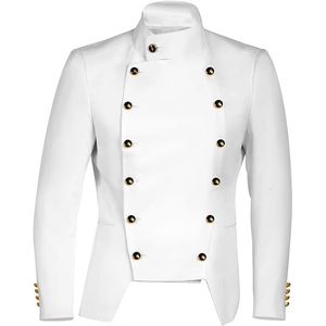 Black White Korean Fashion Doublebreasted Steampunk Suit Jacket Mens Medieval Gothic Vintage Blazers 240201