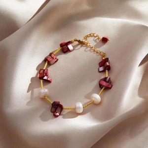 Braccialetti con ciondoli Bracciale con perle naturali in acciaio inossidabile di moda per le donne Squisiti braccialetti originali coreani Accessori per gioielli Anniversario