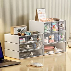 Desktop Cosmetic Kawaii Stationery Storage Box Ins Plastic Drawer Pen Cabinet Office Desk stapelbar arrangör 240125