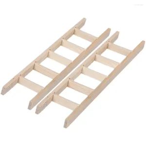 Garden Decorations 2Pcs Miniature Wooden Step Ladder DIY Micro Landscape Decoration Craft Random Style