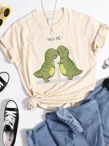 Women's T Shirts Hug Me Kawaii Green Little Dinosaur Women T-Shirt Summer Casual Street Hip Hop Crop Top Personality Breathable Shirt