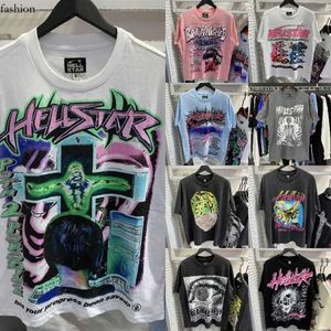 hellstar Designer Mens Tshirt Rapper Lavato camicia hellstar Heavy Craft Manica corta Top Hell Womans T Shirt American Lettering 332