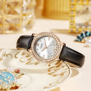 TT Womens Simple Rolling Rhinestone Light Luxury Fashion High Sense Belt Waterproof Quartz Watches