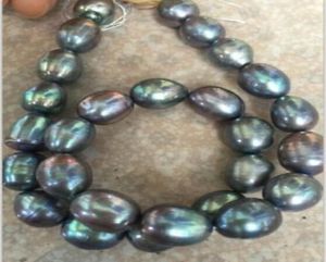 Fast stnning 1012mm tahitian baroque black green grey pearl Loose beads 18inches8209324