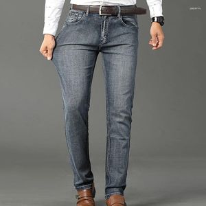 Мужские джинсы, модные деловые джинсовые мужские эластичные прямые мужские брюки стандартной посадки, классические рабочие брюки больших размеров