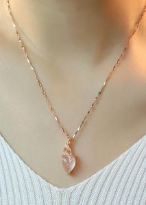 Ожерелье, женская цепочка на ключицы, простое розовое золото, подвеска с камнем гибискуса, цвет золота, подарок3639395
