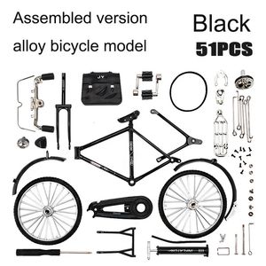 DIY Retro Bicycle Model Ornament Alloy Metal Mini Bike Sliding Assembled Version Collection Gifts Toys For Children Adult Boys 240125