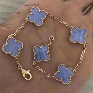 سوار Van Clover Classic 925 Sterling Silver Clover Five Flower Bracelet عديمة اللون عكس الحرف اليدوية صديقة