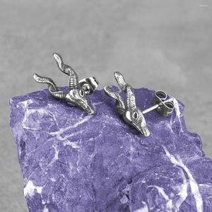 Stud Earrings Punk Cow Skull Studs For Men And Women Stainless Steel Fashion Hip Hop Jewelry Vintage Rock Personality Wholesale