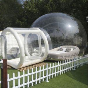 Hotel de bolhas mais grossas personalizadas, inflável cúpula transparente tenda de festa de acampamento ao ar livre com soprador de silencioso de entrada do tubo de túnel selado à venda