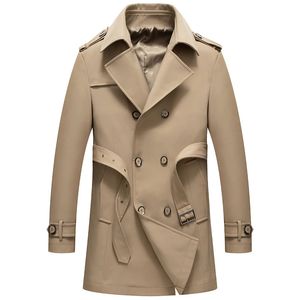 Double-breasted outono trench coat homens jaquetas casuais outwear blusão jaqueta fina lapela casacos longos tamanho grande S-3XL 240124