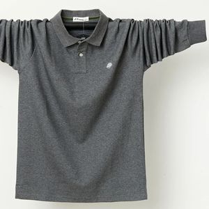 Polo da uomo a maniche lunghe da uomo di grandi dimensioni 7 colori Autunno Inverno Uomo Grasso Moda Casual Top in cotone allentato Tinta unita 240202