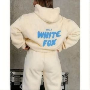 Комплект одежды White Foxs Coolie Set Set Women Women Двух кусочков весенняя осень зима Новая капюшона модная спортивная с длинными рукавыми рукава