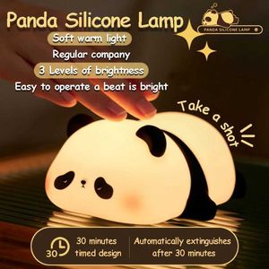 Nattlampor mini panda nattljus silikon timed laddning ljus tecknad kreativ sovrum ljus dekoration barns sängkläder ljus söt gåva s245302
