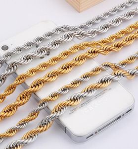 Multicolor 316 Stainless Steel 6mm Rope Chains Necklace Gold and Silver 24 inch Hip Hop jewerly1882131