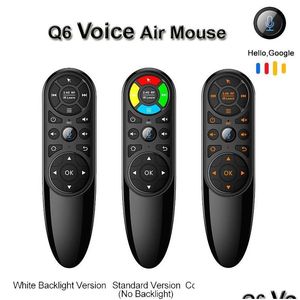 Controles remotos para PC Q6 Pro Controle de voz 2.4G sem fio Air Mouse Giroscópio Ir Learning para Android TV Box H96 X96 Max Plus Mini Drop de Ot5Gu