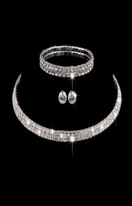 Set di gioielli da sposa in cristallo con cerchio color argento, perline africane, strass, collana, orecchini, bracciali, set per le donne7040341