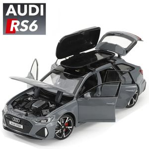 132 Audi RS6 Toy Car Model with Sound Light Doors Opened Alloy Diecast Vehicle Collection for Boy Adult Festival Gift 240131