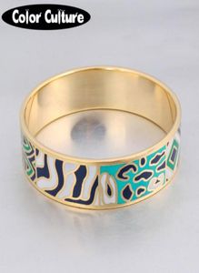 French Pop Jewelry 16mm Width Big Bracelet Vintage Steel Enamel Bracelet Bangles For Women Birthday Gift Y1905110193751226797888