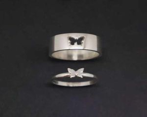 Couple Rings Butterfly Matching for Women Men Wedding Set Promise Ring Lovers Gold Sier Color5621018