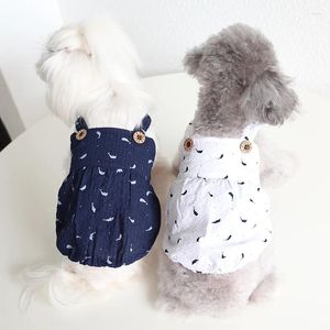 Hundkläder Dolphin Bubble Cotton Pet Clothes Summer präglad Vest Shirt Cat Puppy Wedding Floral Dress Clothing for Dogs Teddy