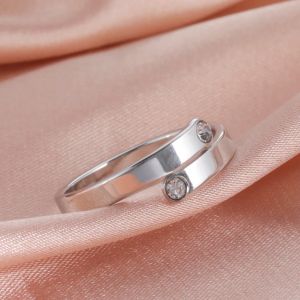 Clear Zircon Womens Minimalist Rings 14K White Gold Simple Casual Adjustable Rings Couple 2024 Trendy Wedding Jewelry