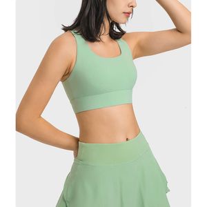 Lu Align Damenbekleidung, Fitnessstudio-Unterhemden, LuluYoga, Fitness-Tanks, Sportunterwäsche, Outdoor-Jogging, Workout, bauchfreies Top, drei Reihen mit Schnallen, weiblicher BH, Jogger, Lemon Lady Gry